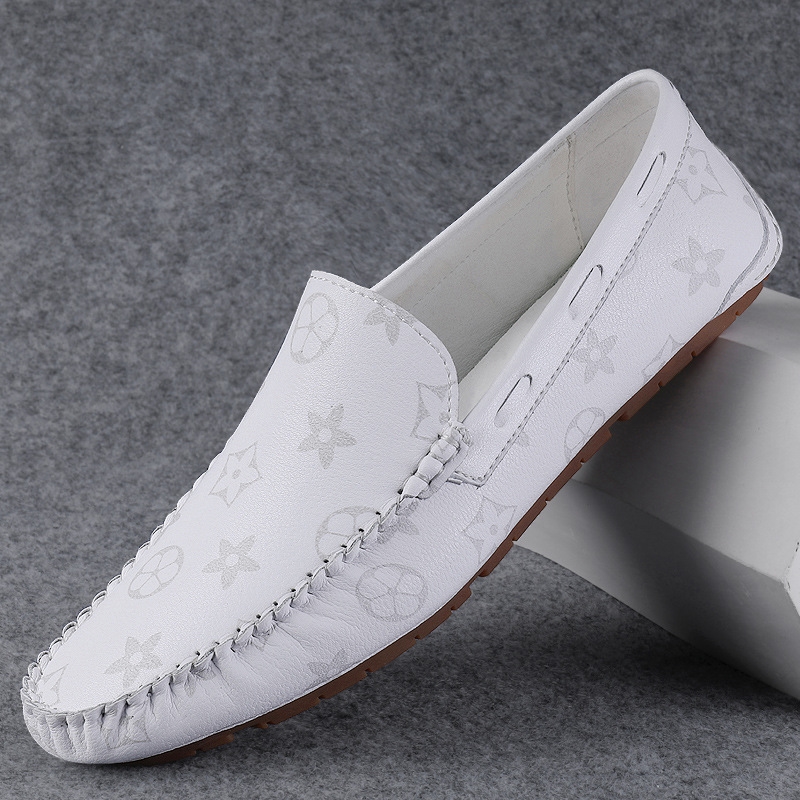 Free shipping autumn new men's leather shoes cowhide oversized casual shoes men's black white brown 37-45
