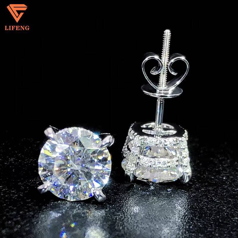 Fine Jewelry Big Earring Custom 10mm Real Diamond 925 Sterling Silver 14K 18K Gold Plated Vvs Moissanite Stud Earrings for Men