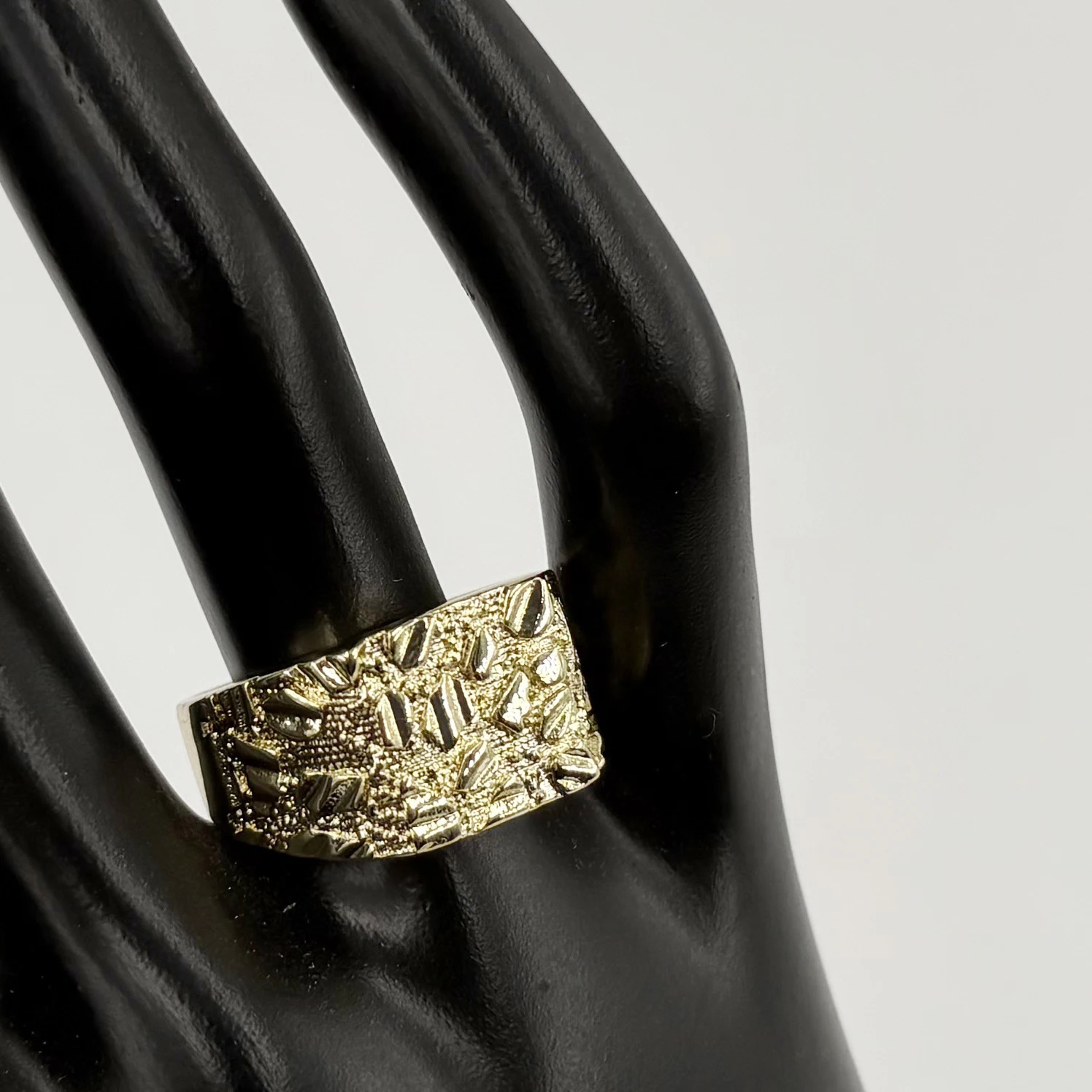 hip hop men rings heavy nugget square 12mm thick 14k gold plated finger rings for men rough Irregular Geometric shape 251020