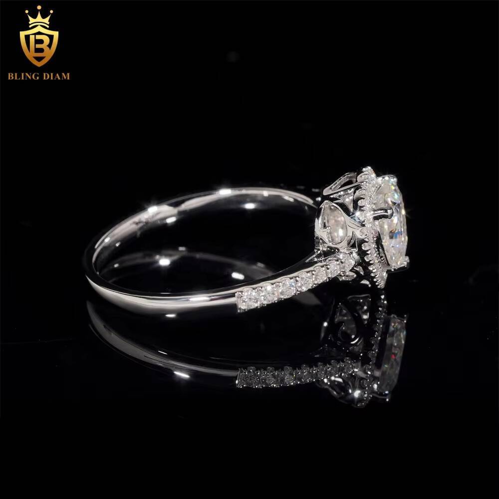 VVS Moissanite Diamond Fashion GRA Certificated 14K White Gold Engagement Wedding Heart Ring