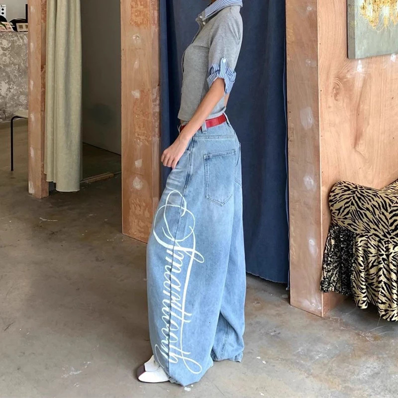 Women Blue Y2k Baggy Boyfriend Jeans Harajuku Vintage Wide Leg Denim Trousers Japanese 2000s Style Jeans Pants Oversize Clothes 251023