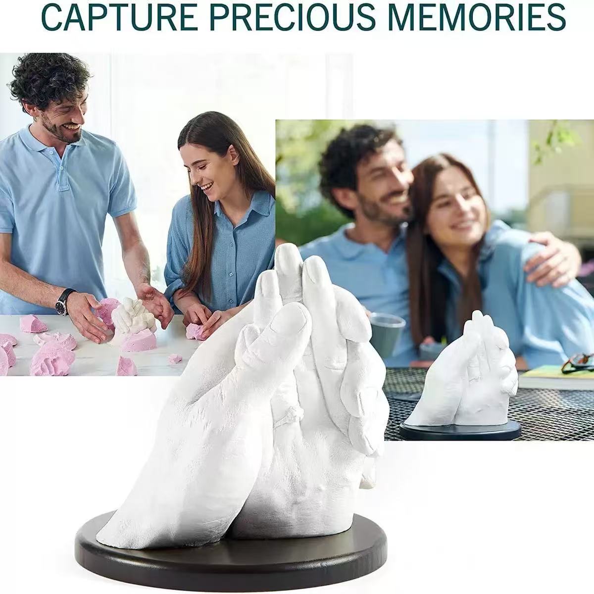 Home Hand Casting Kit for Couples or Family with Mounting Plaque Anniversary DIY Gifts Her & Him, Keepsake Sculpture Wedding Kids Gypsum hand mold