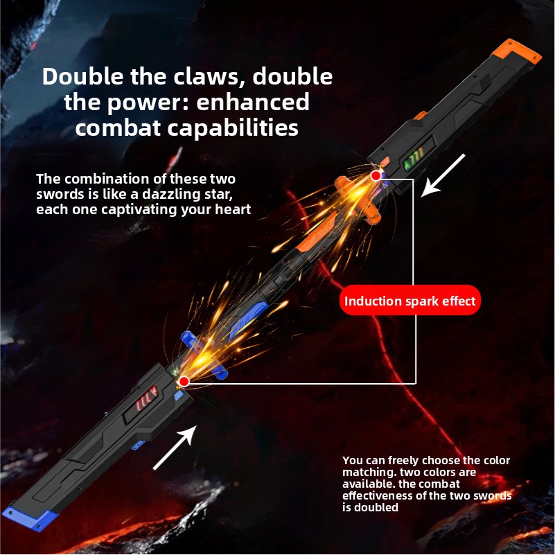 New Hot Sale Cool Genuine Lightsaber Laser Retractable sword Toy Colorful Streamer Glowing Sword Toys with Spark Smoke Effect USB Charging party toys