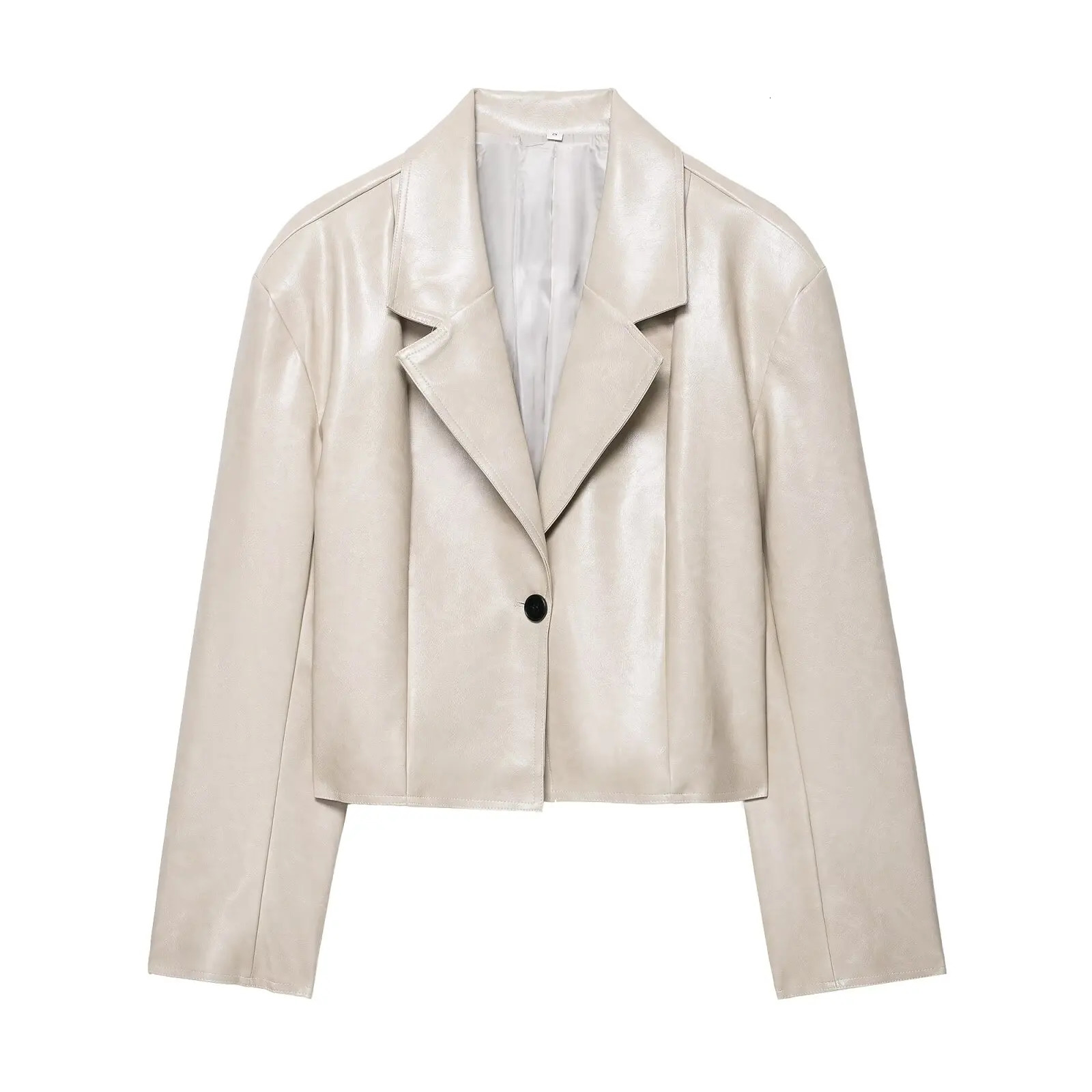 Fashion Pu Leather Women Jacket Long Sleeve Turndown Collar Button Female Coat Autumn Locomotive Lady Urban Streetwear 251020