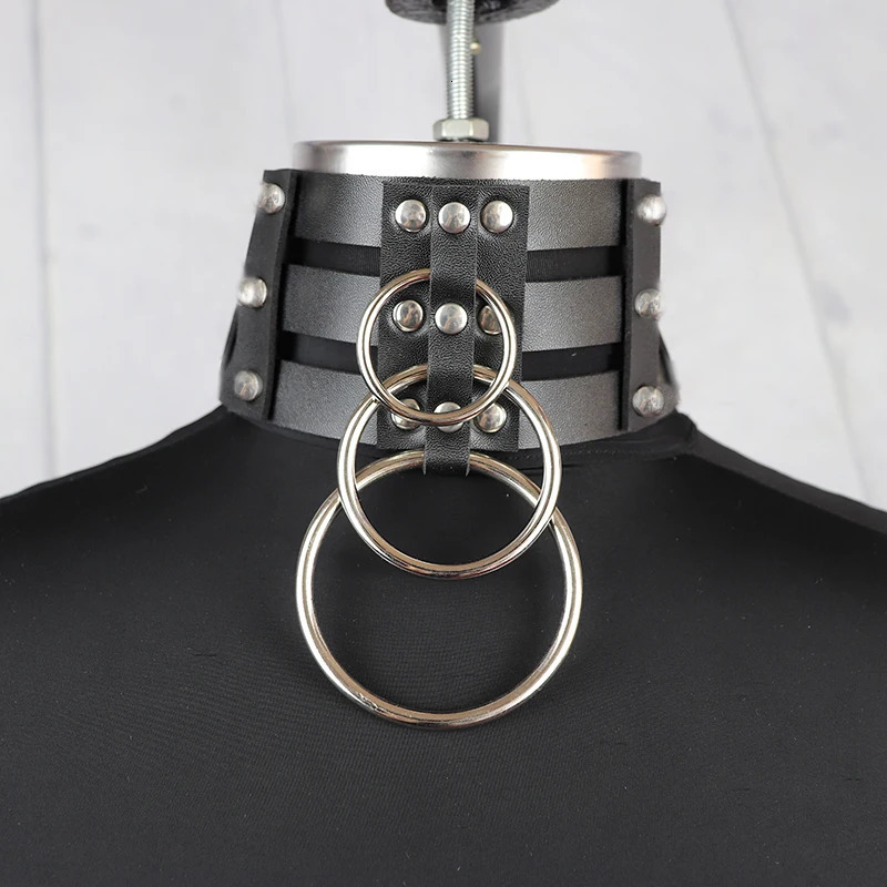 UYEE Metal Spike Choker Necklace for Women PU Leather Collar Round Pendant Harajuku Punk Rock Statement Jewelry Goth Accessories 251023