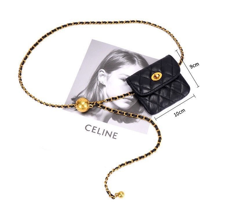 Luxury Brand Designer Bag Muses Earth Small Gold Ball Waist Chain Women's Waist Bag Small Style Chain C Brand Internet Celebrity Belt Vintage Wai