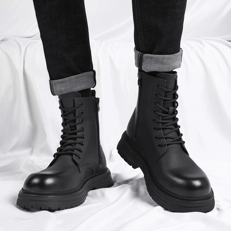VIPOL Mens fashionable outdoor business boots hightop casual shoes multifunctional leather motorcycle boots 251023