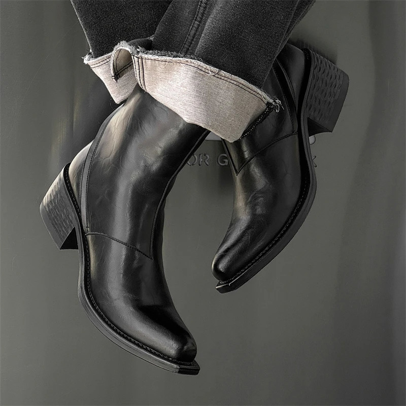 Winter Men Fashion Chelsea Boots Black Men Comfortable Business Knight Boots Social Boots Sizes 3846 Men Boots 251023