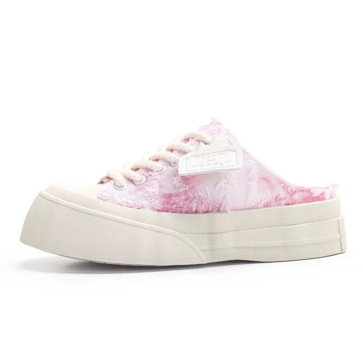 Jifffly half slipper women, low-cut, soft sole, height-increasing canvas shoes for summer