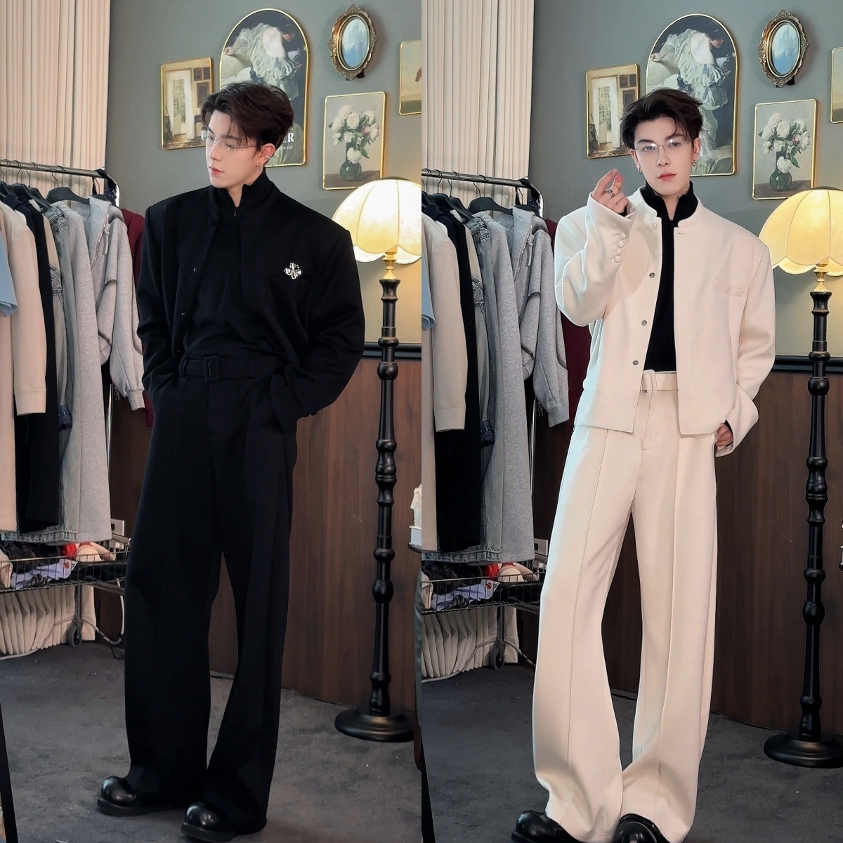 Mens Set Coat Streetwear Loose Advanced Versatile Pants Summer 21Z4604 241031