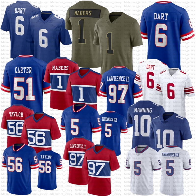 Cam Skattebo Abdul Carter Malik Nabers Brian Burns Dexter Lawrence II Jaxson Dart Football Jersey Kayvon Thibodeaux Manning Strahan Bavaro