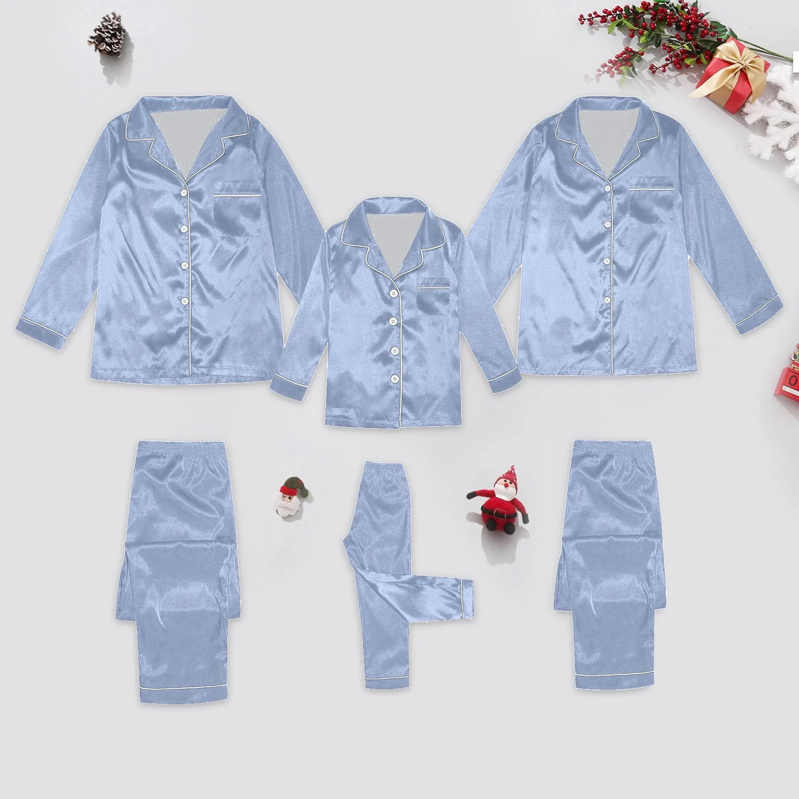 Children Pajamas Family Fashion Simple Style Button Up Shirt Pants Long Sleeve Loose Comfy Two Piece Suit Hundred Matching Cloth 251023