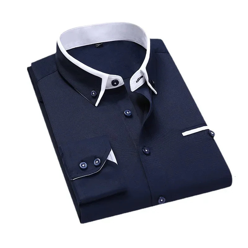 Quality Men Shirt Long Sleeve Twill Solid Striped Dress Business Office Casual Shirt Slim Fit Man Dress Shirts 251023