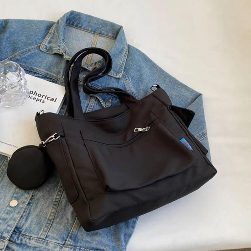 1pcs shoulder Large Capacity Unisex Tote Bag With Coin Purse School Student Schoolbag Casual Crossbody Shoulder 251018