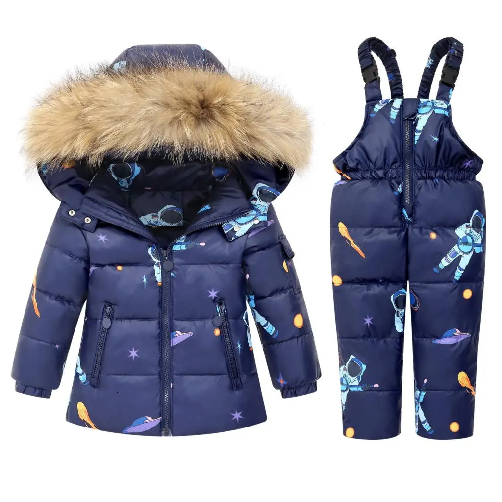 OLEKID Winter Children Clothing Set 30 Degree Down Jacket For Girls Baby Boy Jumpsuit Kids Overalls Boys Outerwear Coat 251023