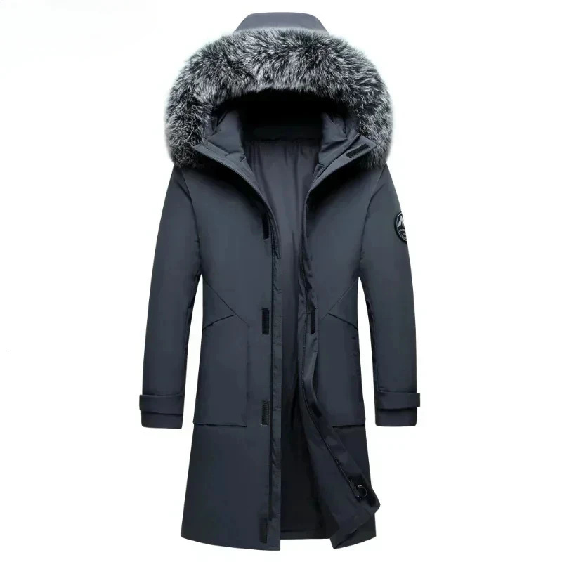 Winter Mens Long Style Down Jacket Casual Fur Collar Hooded White Duck Down Warm Coat for Mens Mountaineering Warm Coat 251020