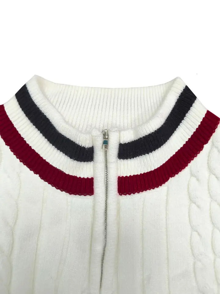 Thickened version Autumn and Winter Mens QuarterZip Sweater Pure Cotton Mock Neck Knit Long Sleeve Pullover Sweater 560G 251020