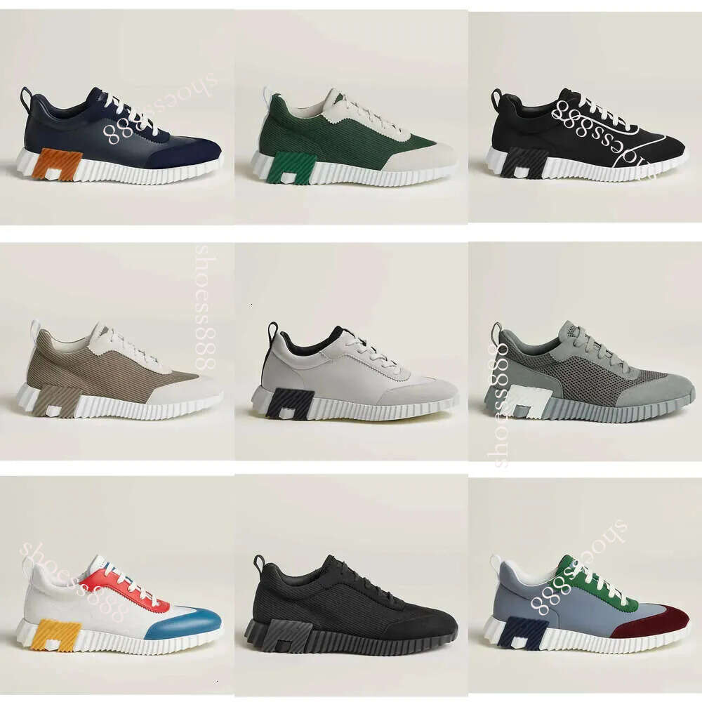 brand h designer trainers bouncing sneakers for men casual shoes leather and mesh lace up sports runner trainer shoes rubber sole man low top street style1688