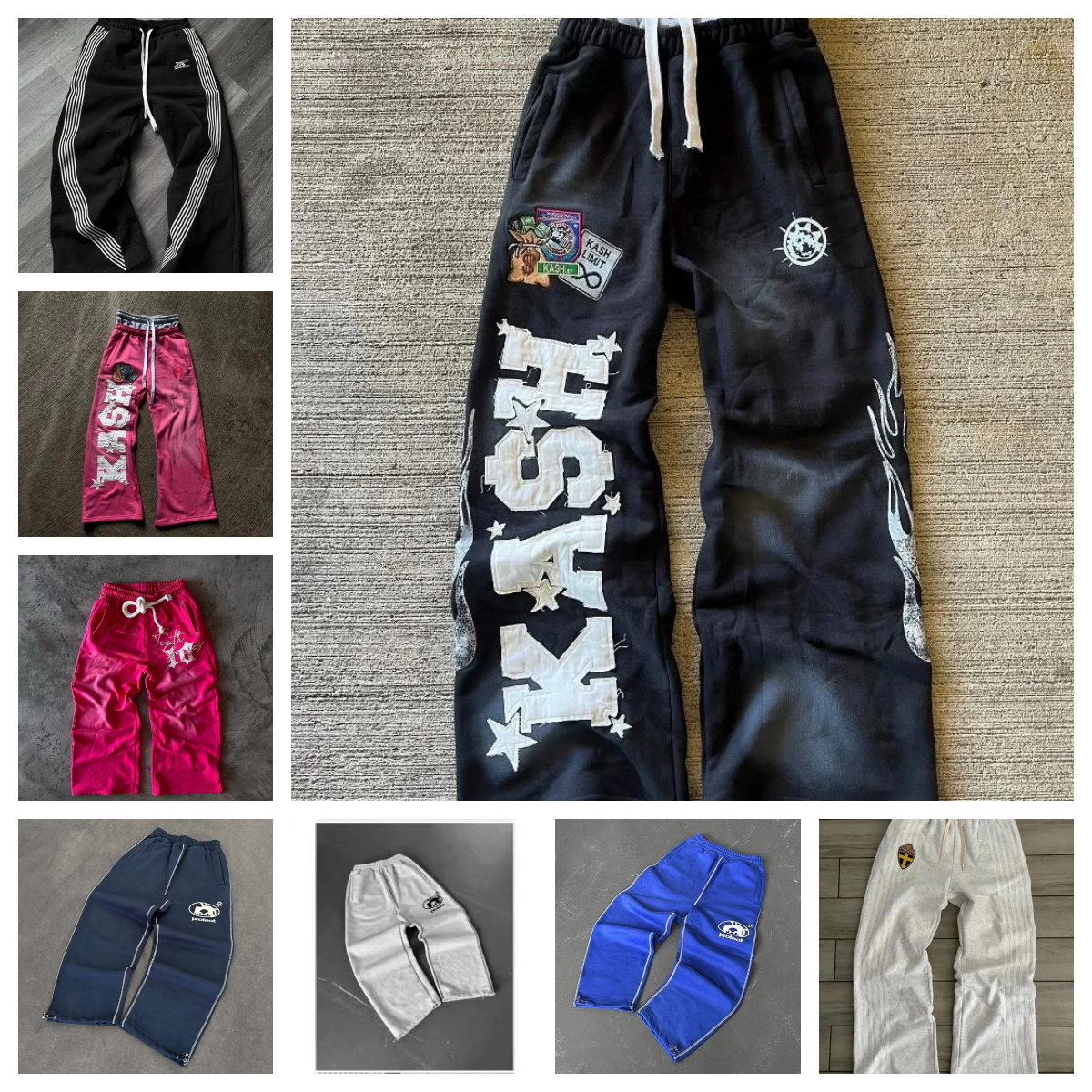 Men's designer pants American Letter Patch Retro Y2K baggy sweatpants Hip Hop Gothic Elastic Waist joggers Casual pants women designer jogging