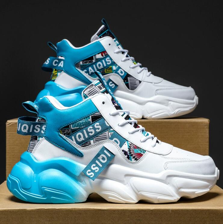 Autumn men's shoes summer high school basketball sports running shoes for teenagers casual high cut thick soled dad sneakers Z 10.23