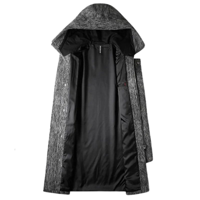 High Quality Woolen Coats Men Autumn Winter Long Hooded Wool Trench Male Thick Warm Solid Business Casual Outwear Coat Man 251017