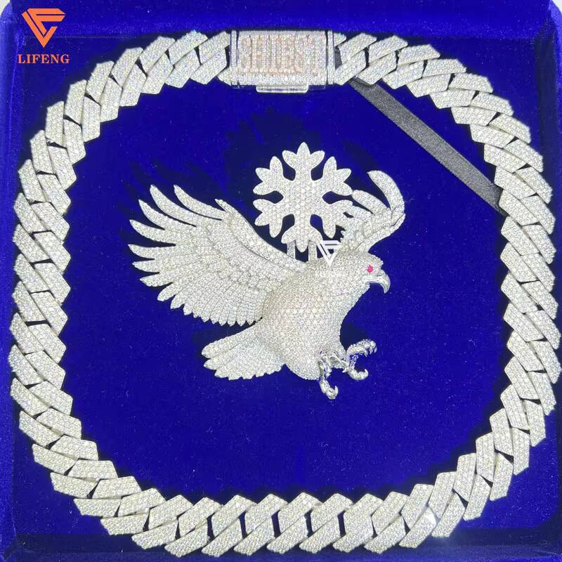 Rose Gold Plated Iced Out Chain 15mm 925 Sterling Silver Pass Diamond Tester Hip Hop Jewelry Vvs Moissanite Cuban Link Chain