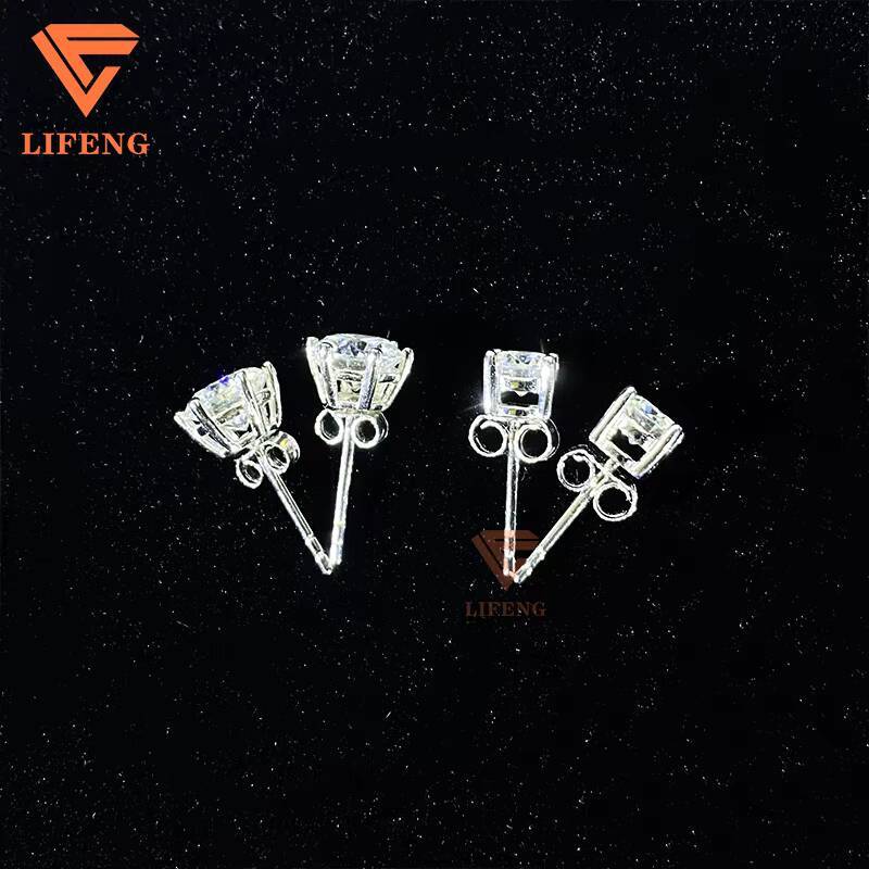 18k Gold Plated DVVS Moissanite Earrings Screw Back Round Cut 1 Karat Stud Earrings 925 Silver Hip Hop Earring for Men and Women