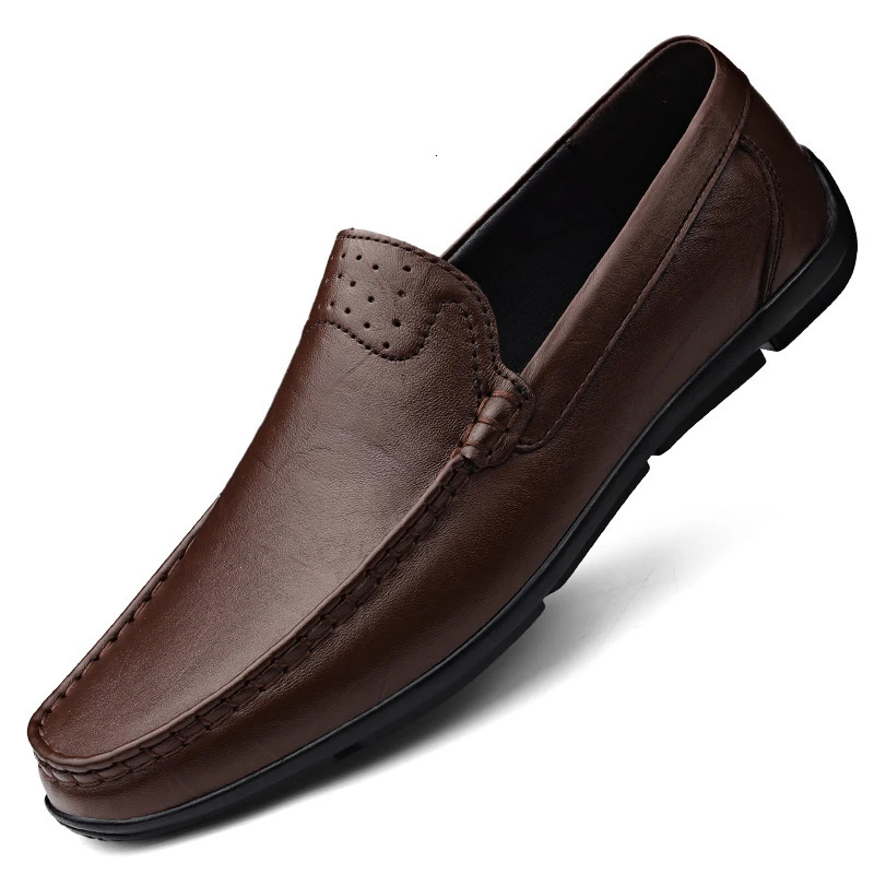 Classic Mens Genuine Leather Casual Shoes Soft Sole Comfortable Flat Bottom Loafers Highquality Business Shoes for Mens 251023