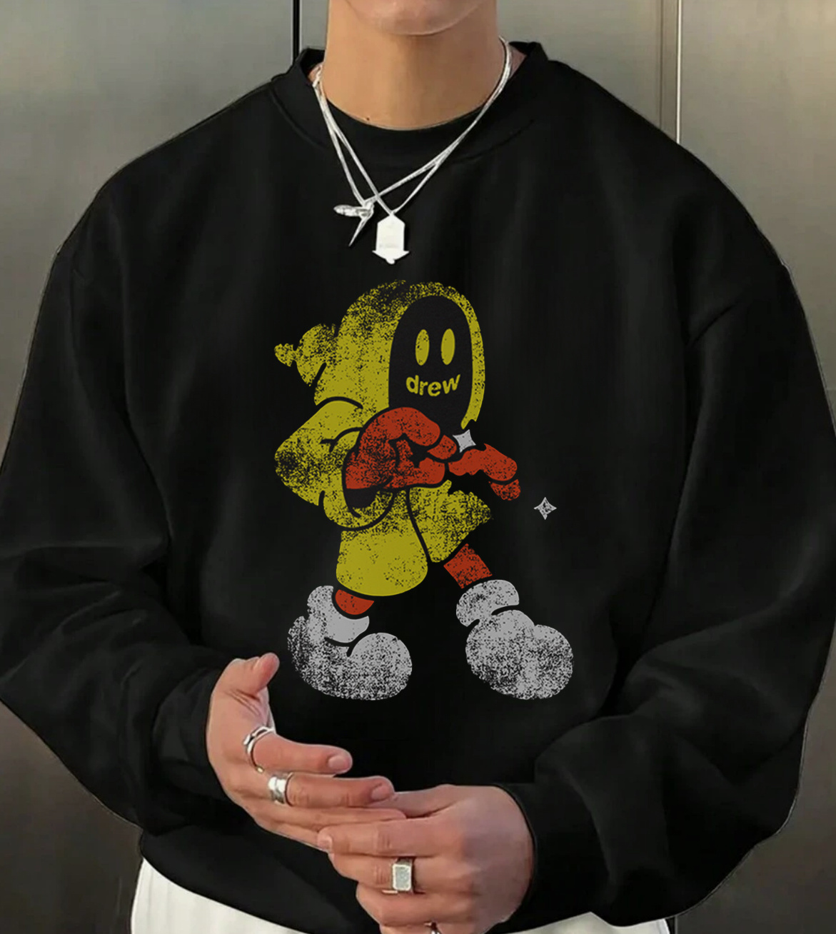 Drew House Smiley Face cartoon devil Good Sweatshirts