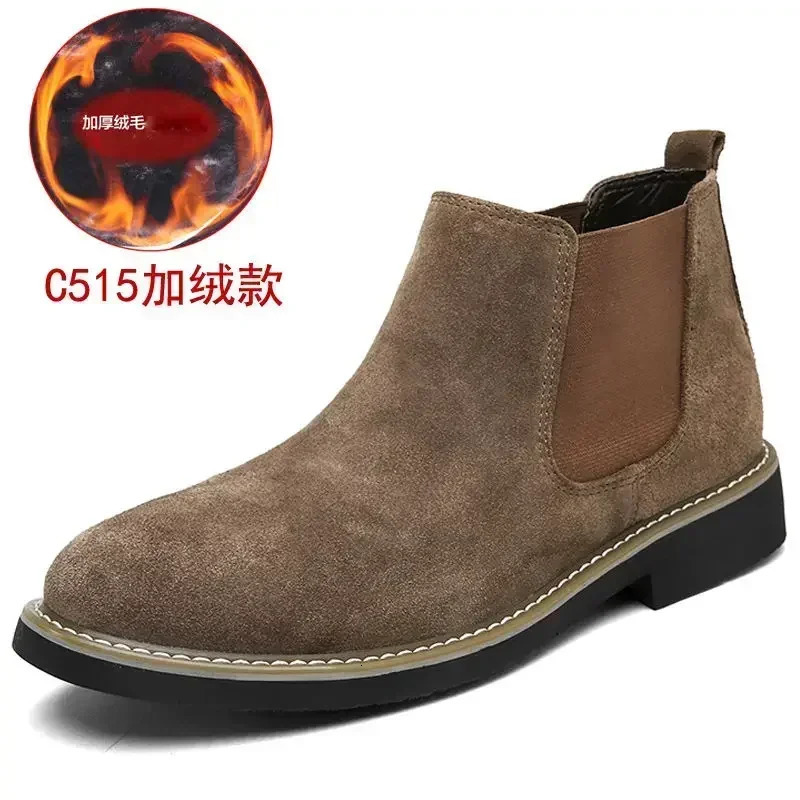 Winter Large Size Mens Chelsea Midcut Boots Casual Leather Boots for men Allmatch Pointed Toe Wedding Classic Business Boots 251023