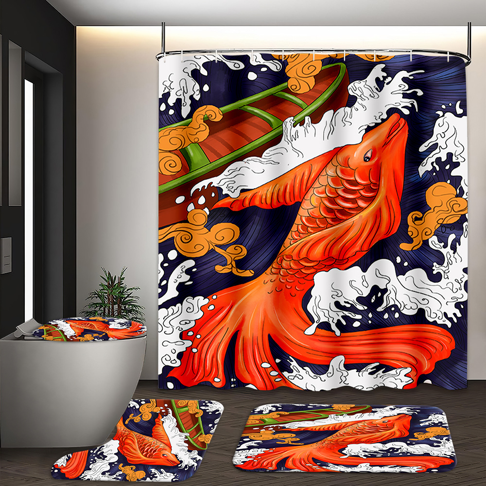 YL-37554 Hot selling digital printed shower curtain animal waterproof, mildew-proof and moisture-proof bathroom dry and wet separation curtain