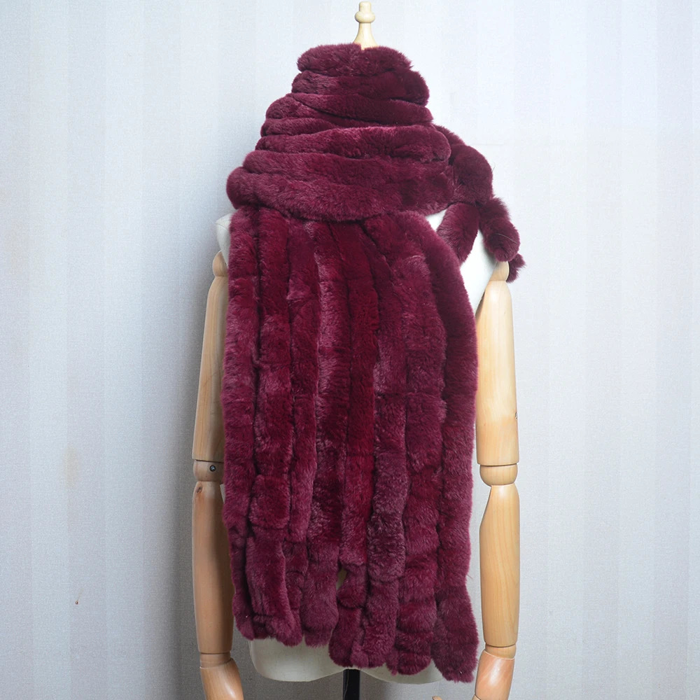 Women Scarf Classic 8 Vertical Bars Wrap Scarf Long Scarves Fashion Ladies Winter Rex Rabbit Fur Scarves Shawl Scarves 251024