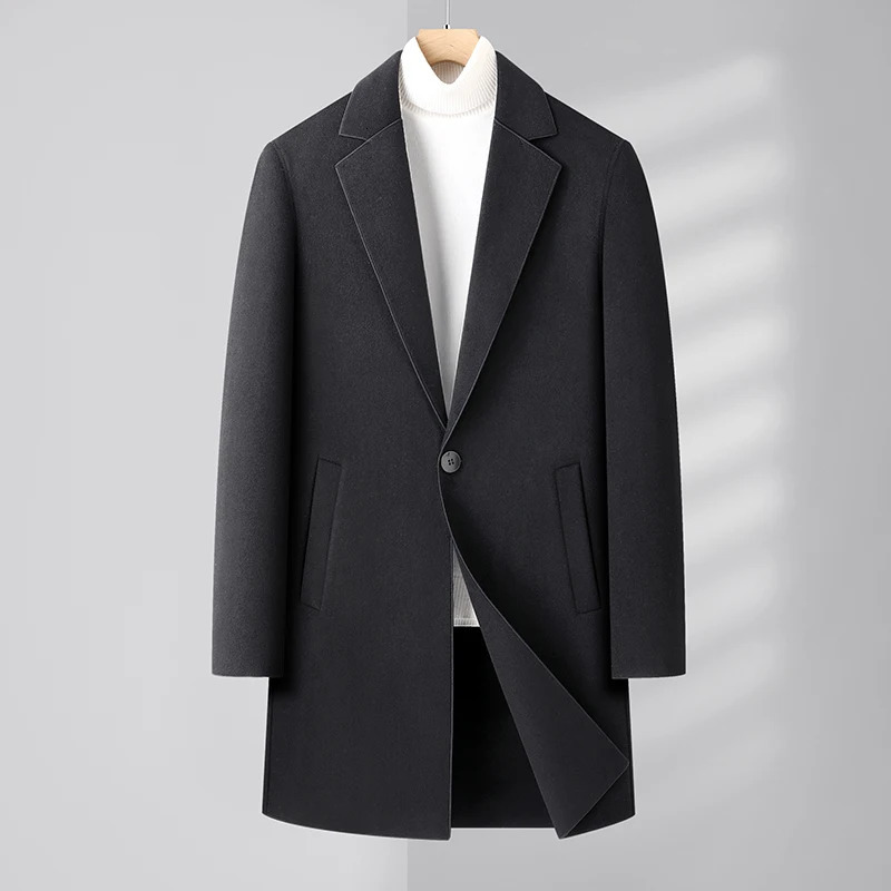 Mens HighQuality Autumn Winter Fashion AllinOne DoubleSided Woolen Coat MediumLength Business Casual Wool 251017