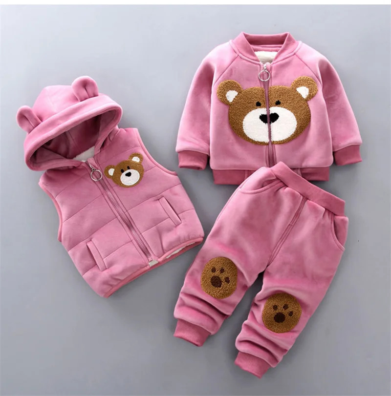 Baby Boy Warm Sets Kids Winter JacketsPants 3Pcs Outfits Children Autumn Hooded Suits Girls Casual Fashion Fleece Clothes 251023