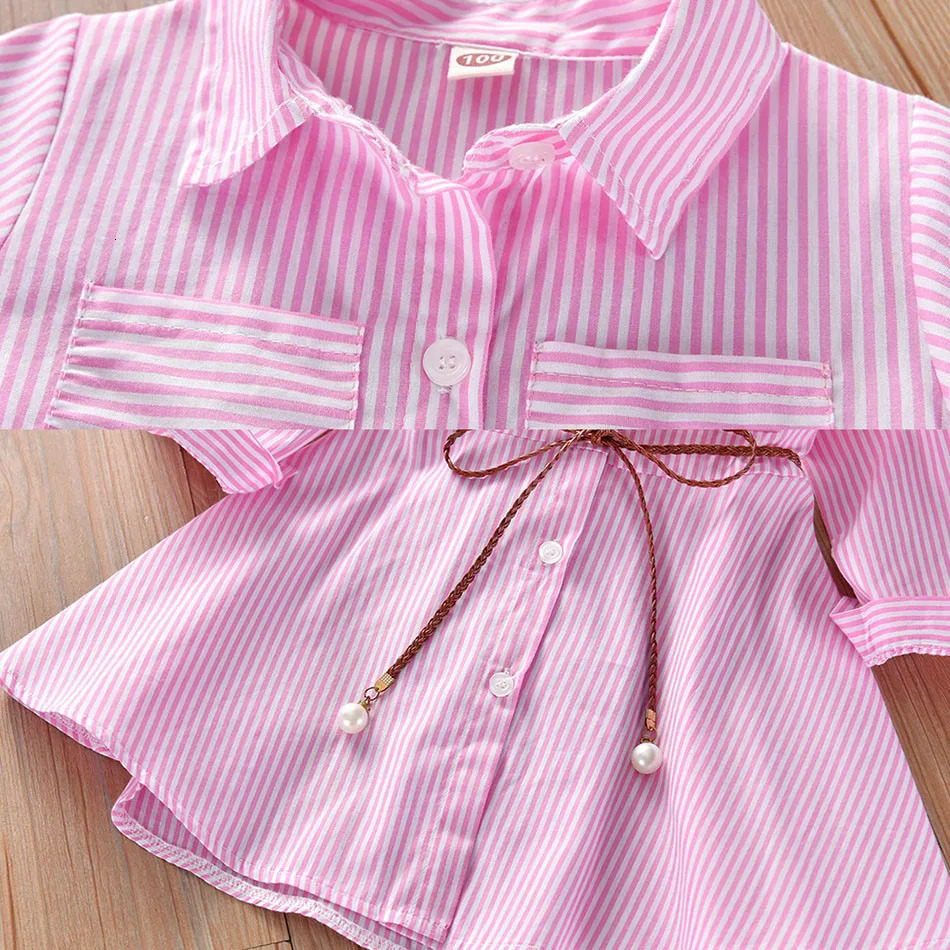 Girls Fashion Clothes for Spring Autumn Striped Shirt with Belt Stylish and Comfortable Dress Girls Casual Dresses 251023