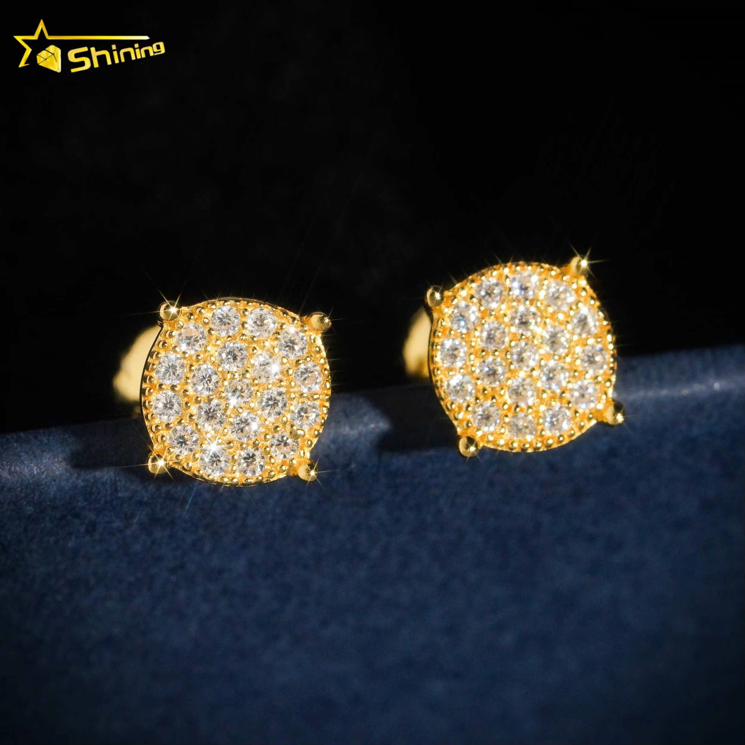 Micro Pave Setting Lab Diamond Sterling Silver White Gold Plated Solitaire Earring Stud Moissanite Earring Studs