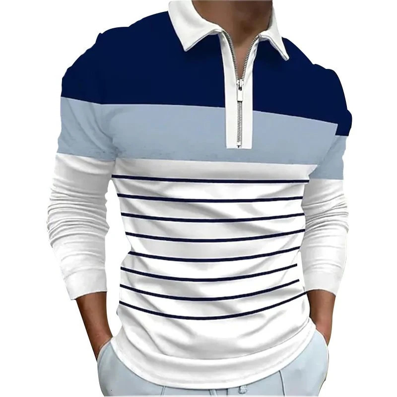100 Polyester Summer Men Casual Long Sleeve Polo Shirt Men Sport Lapel Business Golf Polos Shirt Tops 251020