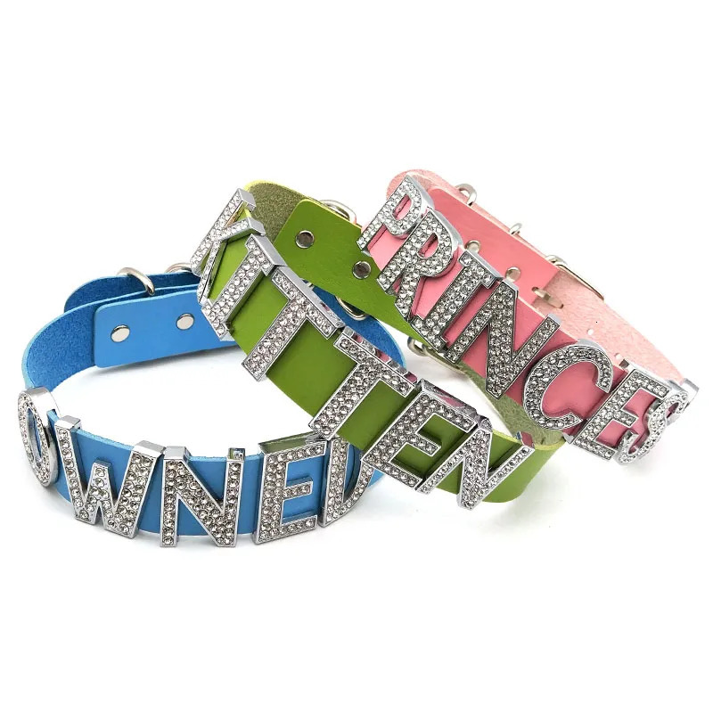 30MM Sexy Punk Rhinestone Letters Customized Collar Choker Necklaces Men Women Goth BDSM Role Age Cosplay Chocker Party Jewelry 251023