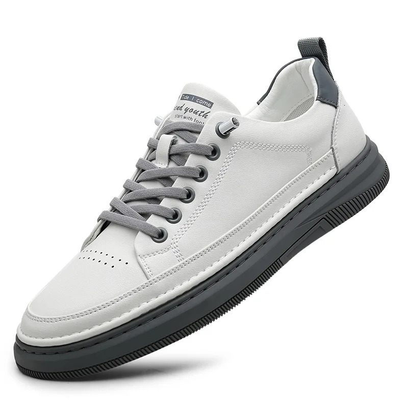 Shoes for Men Genuine Leather Casual Shoes White Flat Skateboard Shoes Youth Fashion Slipon Sneaker 251023