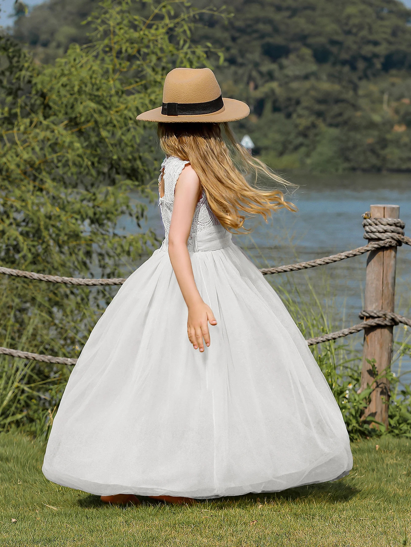 Lace Kids Prom Flower Girl Wedding Dress Ball Gown Tulle Cute Formal Princess Pageant Girls Party Dress 251023