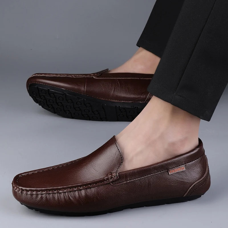 Genuine Leather Men Casual Shoes Mens Loafers Moccasins Breathable Slip on Italian Driving Shoes Chaussure Homme 251023