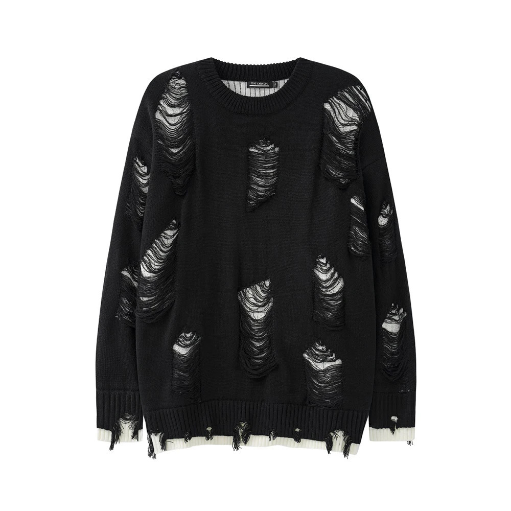 Distressed Ripped Holes Aesthetic Sweater for Men Knit y2k Clothes Men Clothing Winter Fashion Womens Gothic Clothes Streetwear 251020