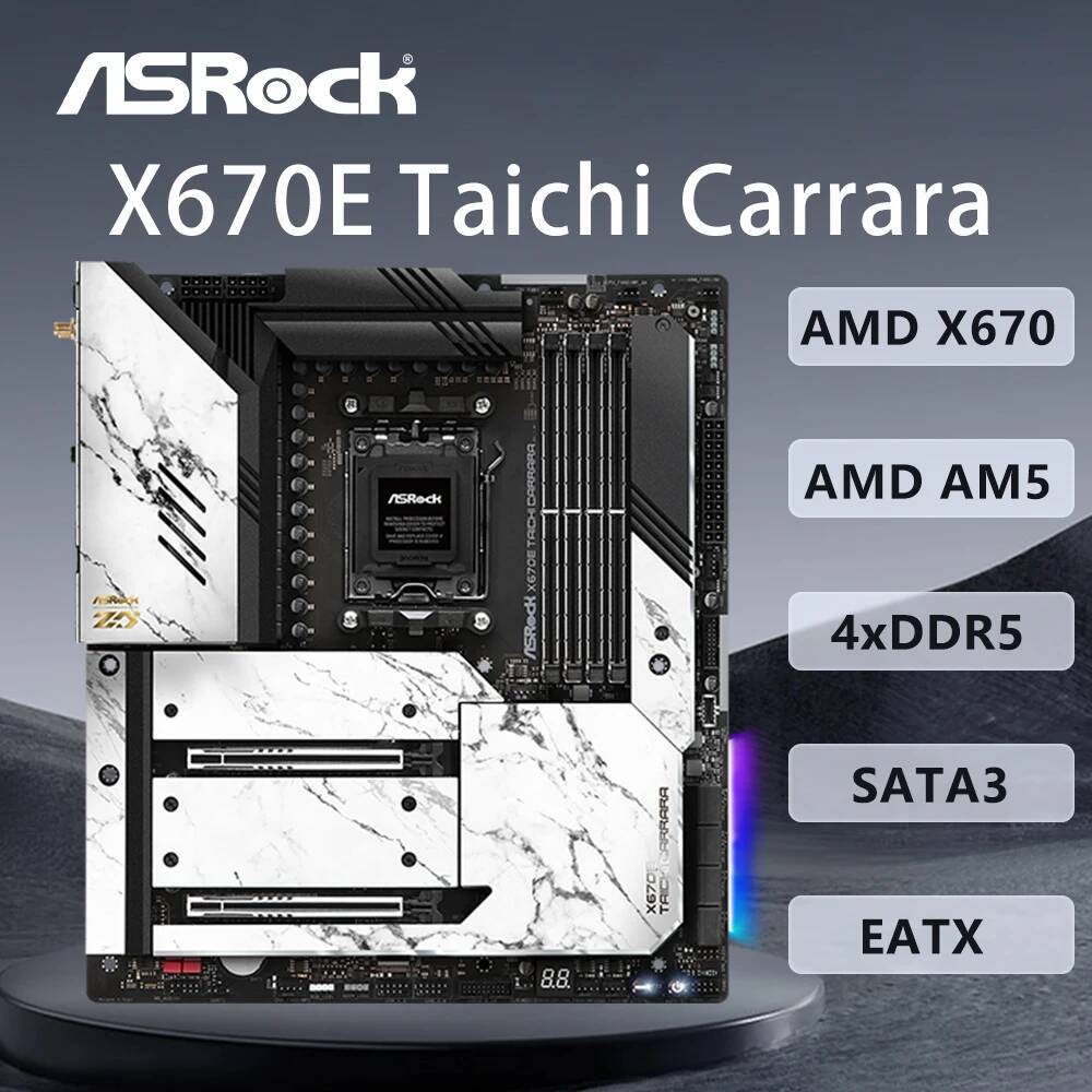 ASRock X670E TAICHI CARRARA Motherboard AMD X670 Support 9900X 8400F 7800X3D 7700 7500F CPU AM5 4xDDR5 7800 MHz HDMI 4xM2 EATX