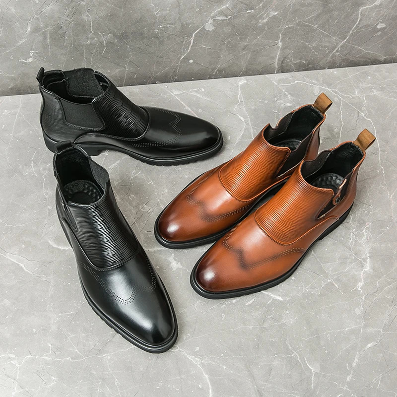 Golden Sapling Party Men Boots Casual Business Shoes Comfortable Chelsea Boot Office Shoe Leisure Flats Slip on Fashion Footwear 251023
