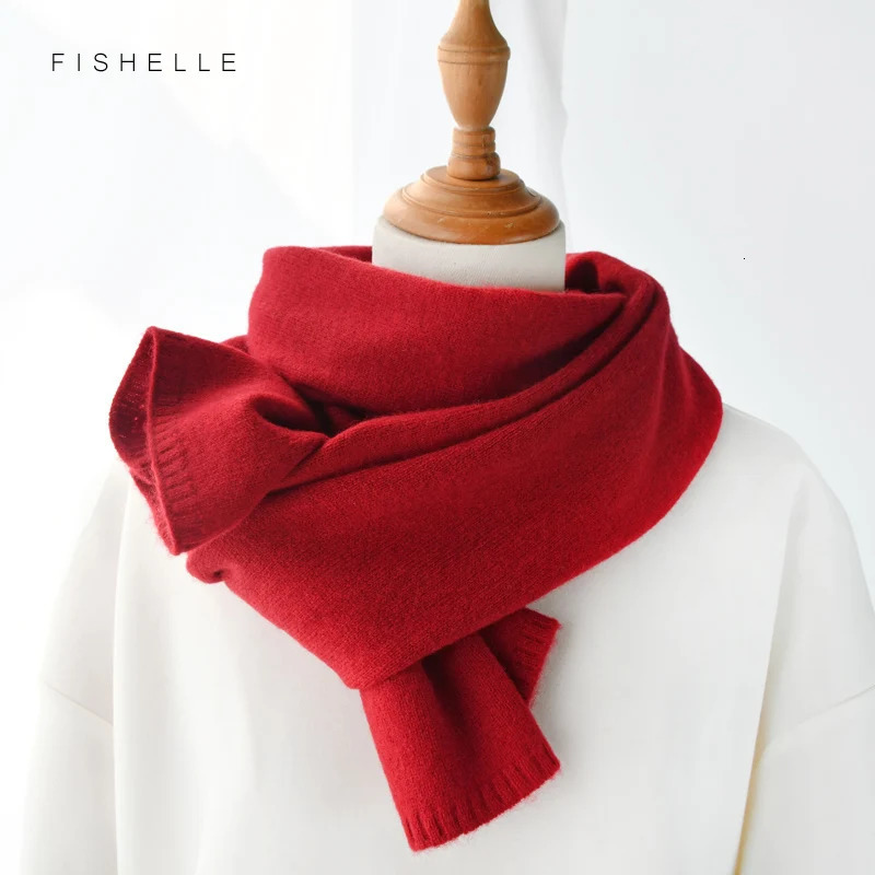 wool scarf women and men solid color winter warm knitted short thin scarves ladies adults scarf s Christmas year gift 251024