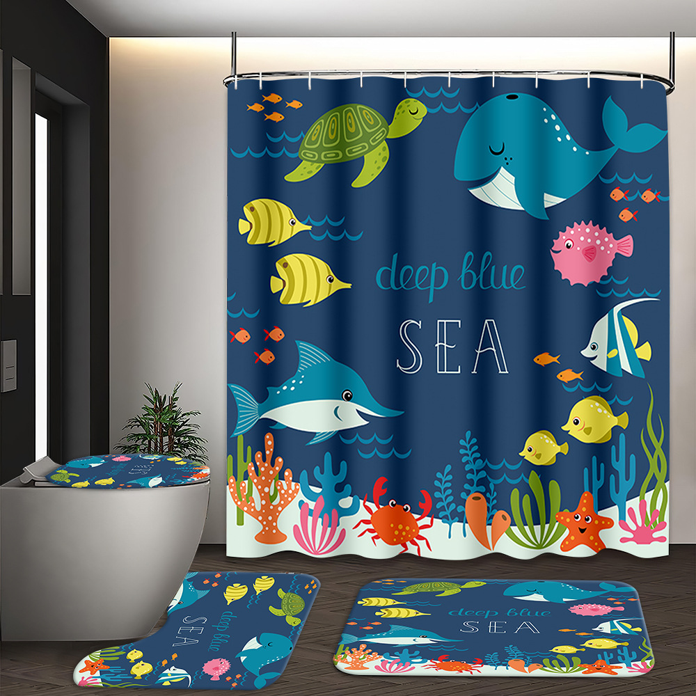 YL-37555 Hot selling digital printed shower curtain animal waterproof, mildew-proof and moisture-proof bathroom dry and wet separation curtain