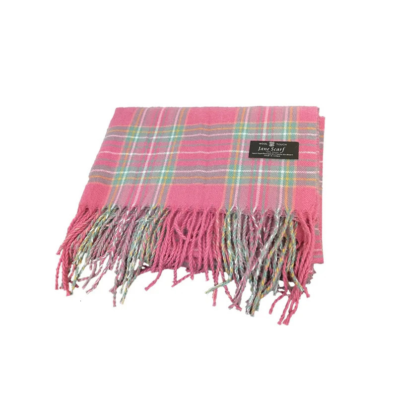 Gentle Christmas Ins Style Pink Girl Tassel Scarf Female Winter Plaid Shawl Korean Version of The Scarfs Thickening 251024