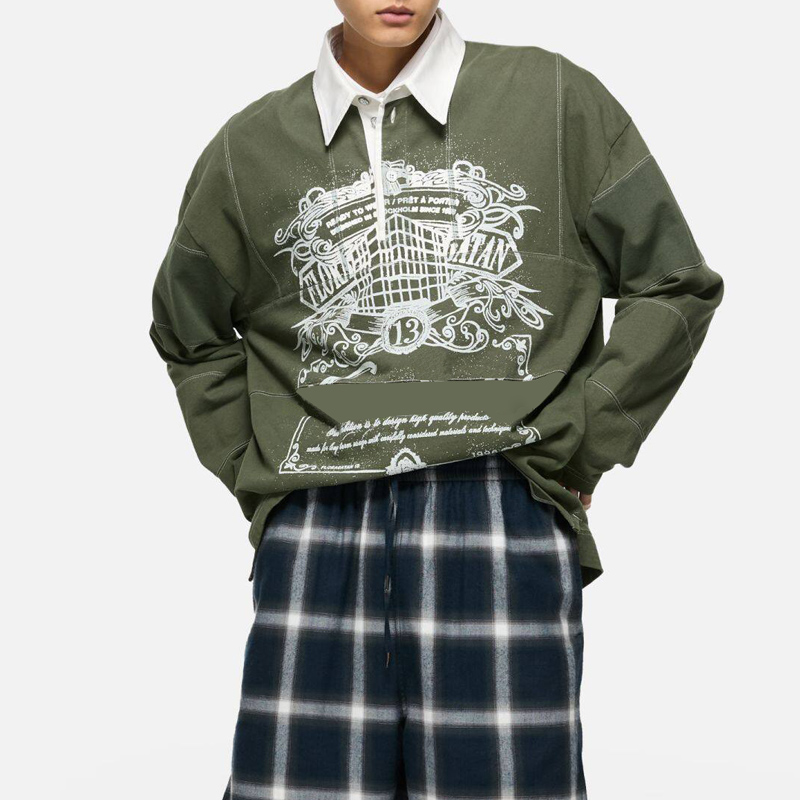 Premium Made Vintage Washed Look Long Sleeves Polo T-Shirt Tee for Men Women 25fw 1026