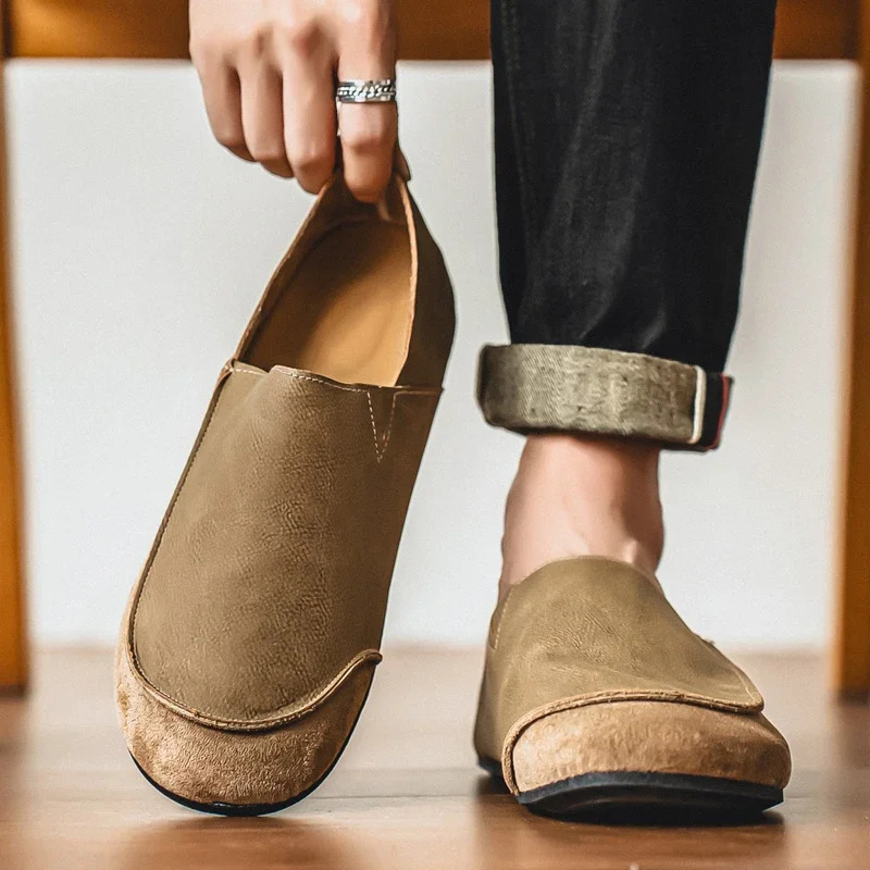 Mens Casual Shoes Comfortable Retro Mens Leather Casual Shoes Mens Fashion Retro Flat Boots for Men Shoes 251023