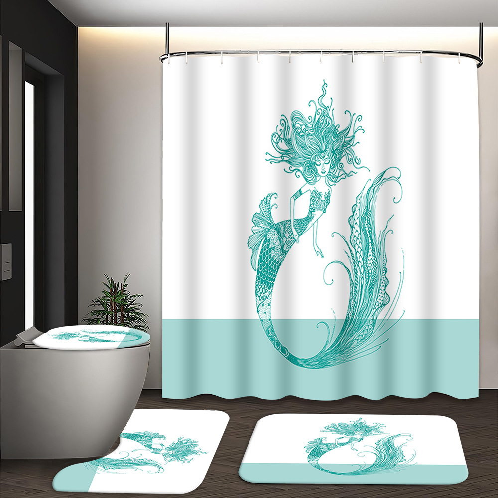 YL-37558 Hot selling digital printed shower curtain animal waterproof, mildew-proof and moisture-proof bathroom dry and wet separation curtain